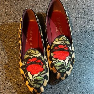 Kate Spade Women's Floral Loafers - Red, Green, and Black